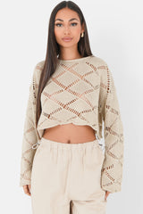 Knitted short top Beige
