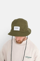 Drawcord cotton bucket hat Khaki Green