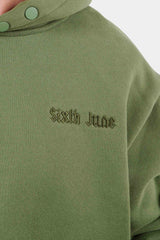 Embroidered quote fleece sweatshirt Khaki