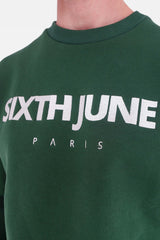 Sweatshirt molletonné logo brodé Vert