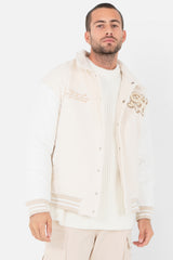 Embroidered initial jacket Beige