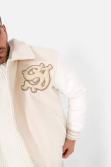 Embroidered initial jacket Beige