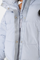 Removable sleeves short down jacket light Blue