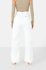 Large plain jeans White