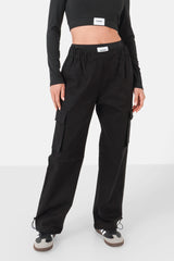Double waist cargo pants Black