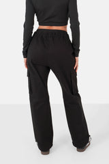 Double waist cargo pants Black