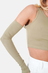 Detachable sleeves top Khaki Green