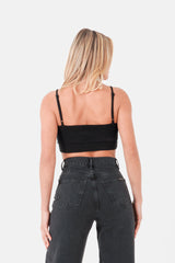 Overlay with straps top Black