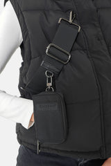 Down jacket with removable sleeves + bag Black