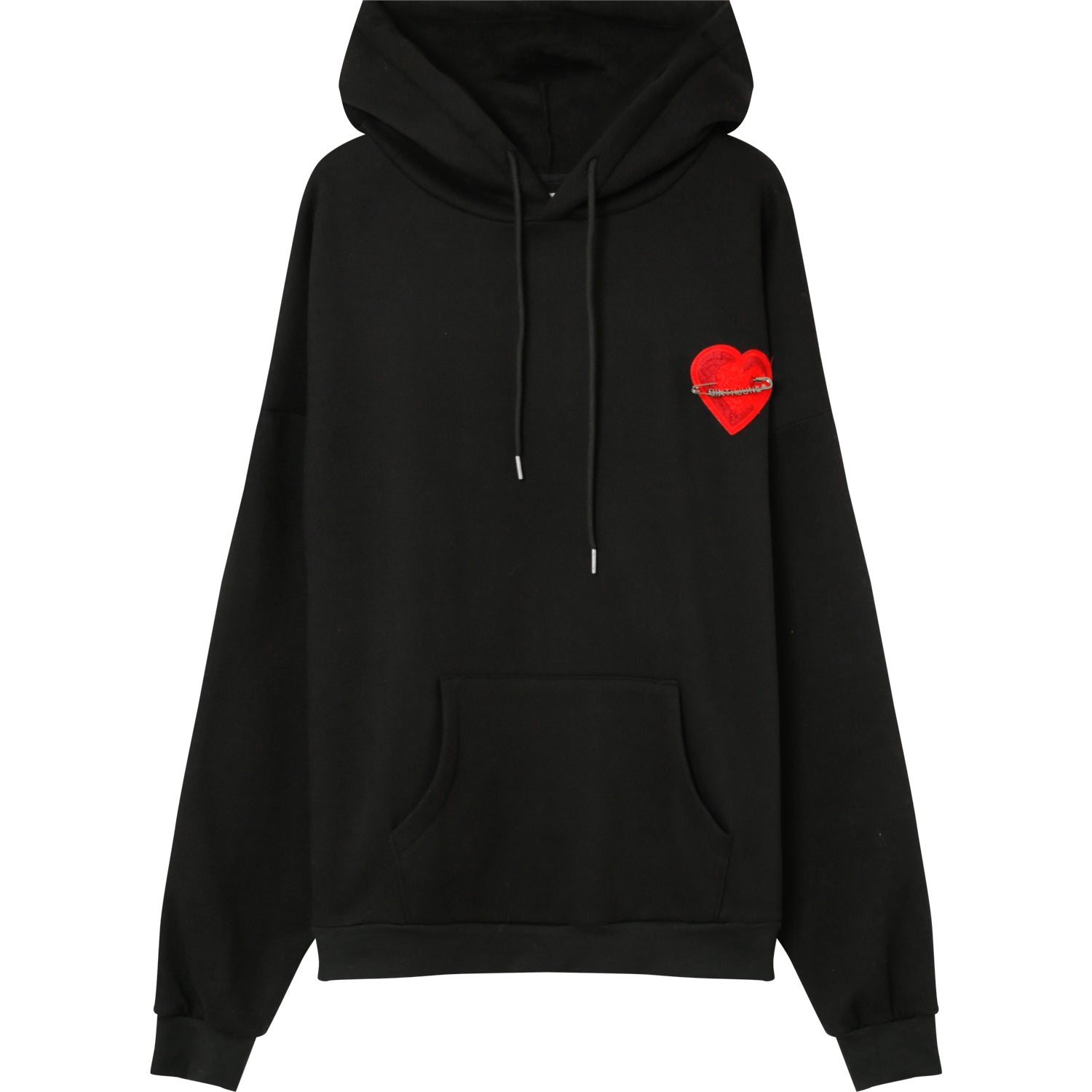 Embroidered heart hoodie Black