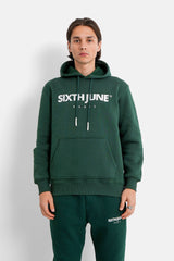 Sweatshirt capuche molletonné logo Vert foncé