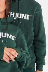 Sweatshirt capuche molletonné logo Vert foncé