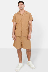 Pleated shorts Brown
