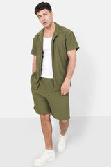 Pleated shorts khaki Green