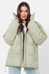 Mid-length embroidered logo puffer light Green