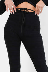 Textured flared pants Black