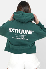 Printed logo cropped hoodie Green