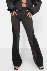 Bicolored sexy flare pants Black