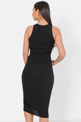 Knitted front opening dress Black
