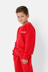 Sixth June - Sweatshirt soft logo brodé junior Rouge