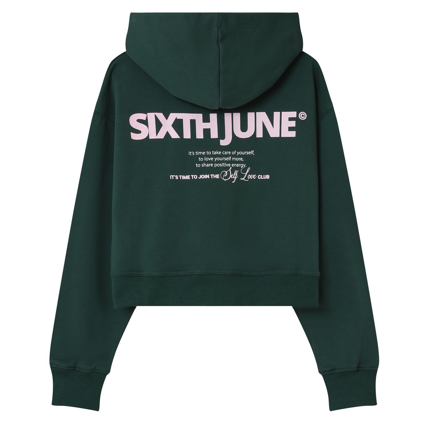 Printed logo cropped hoodie Green