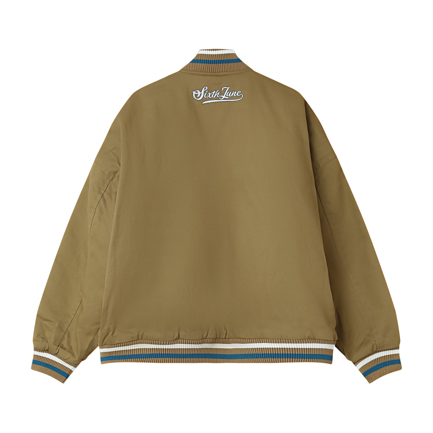 Embroidered logo teddy jacket Green