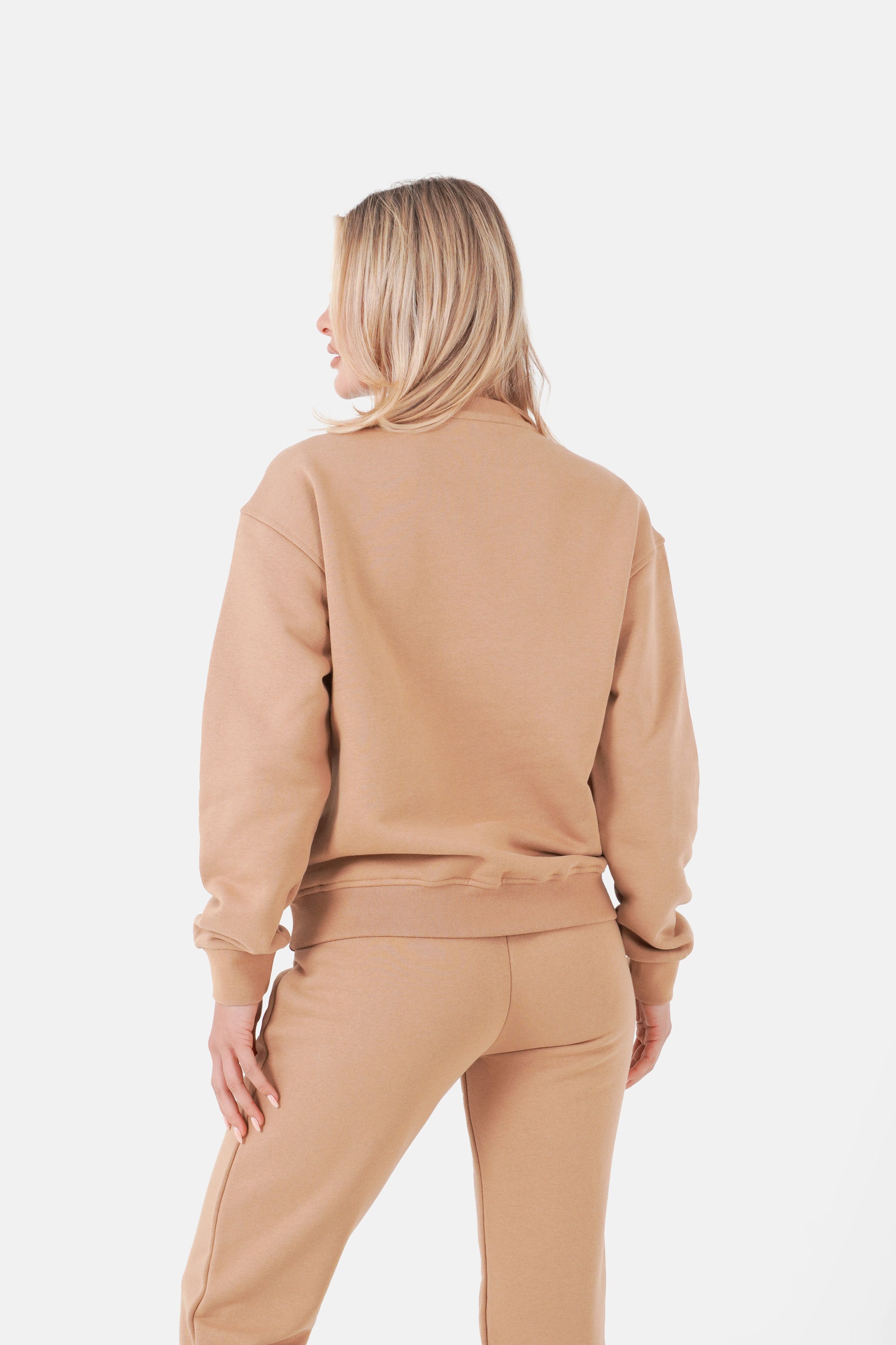 Sweatshirt basic logo brodé Beige foncé