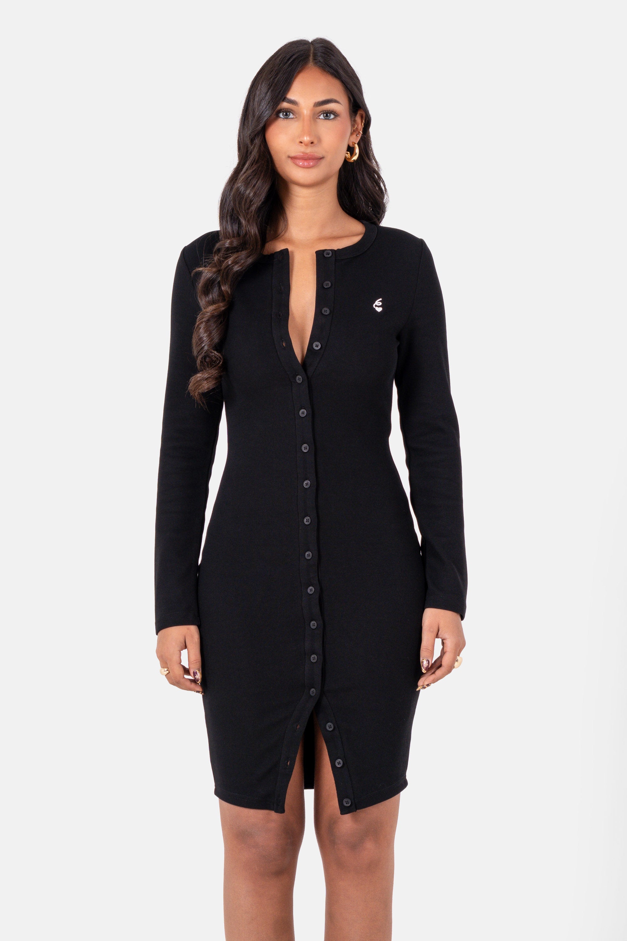 6 HEART buttoned l/s dress