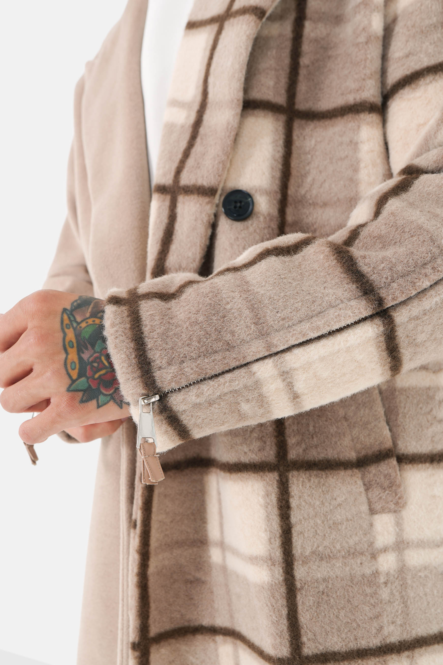 Long tartan jacket Beige
