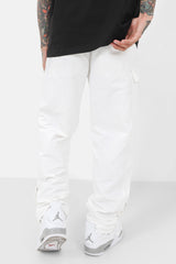 Leichte Hose mit Stickknöpfen Weiß
