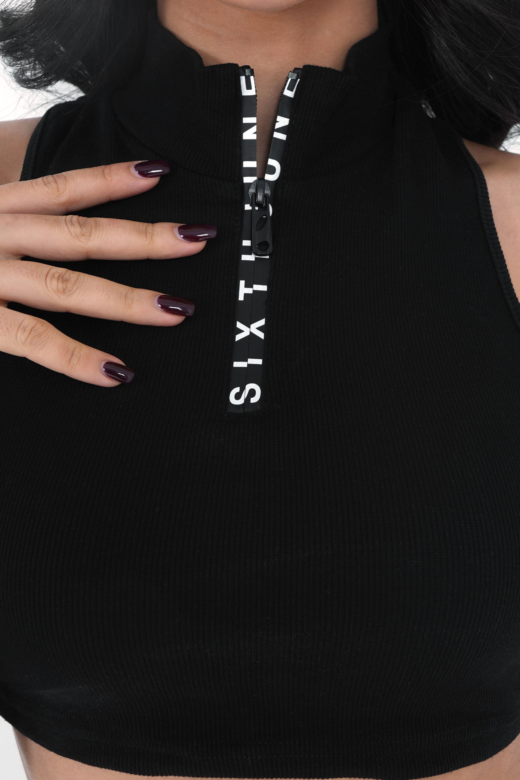 Zipped cropped top Black