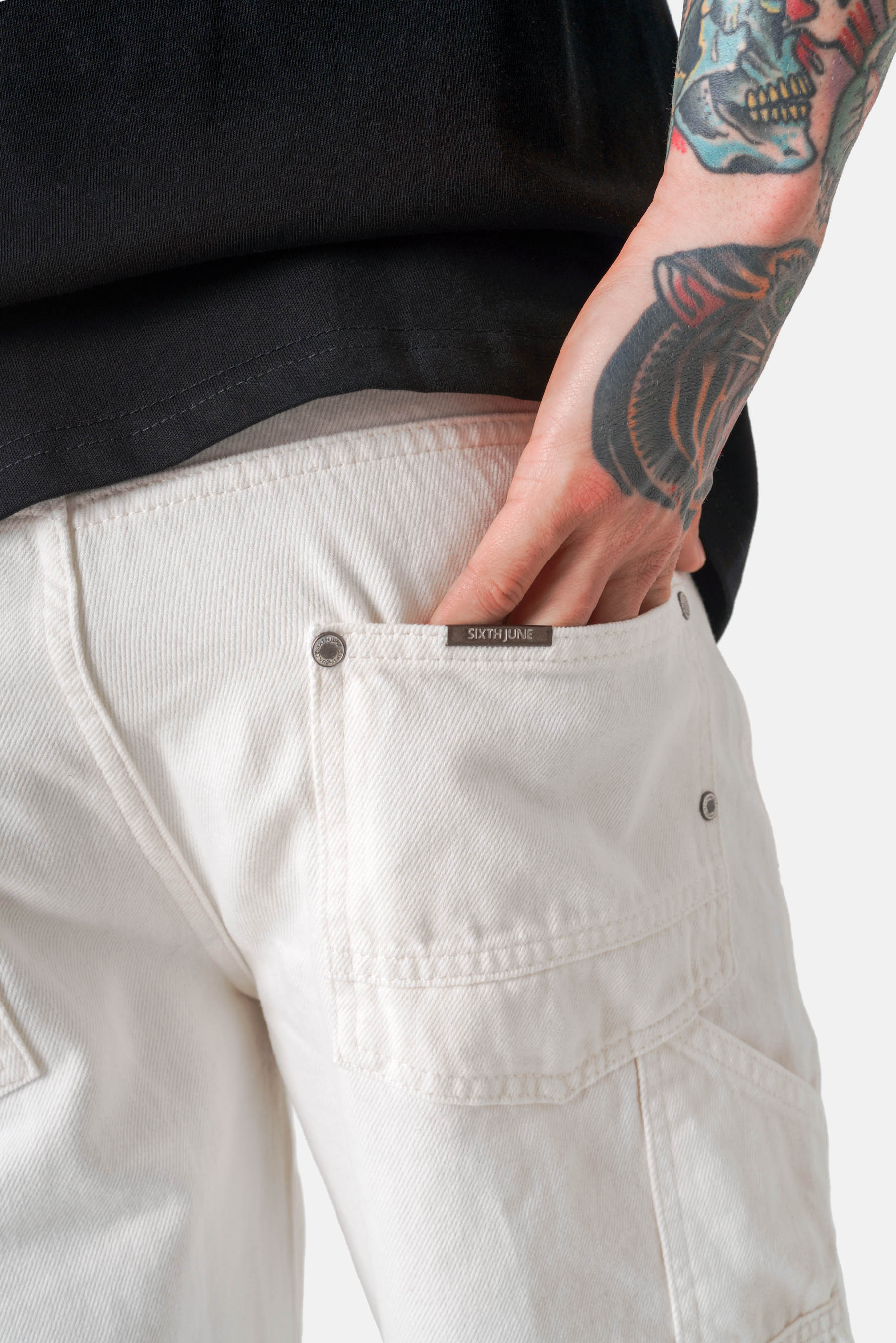 Used effect carpenter pants White