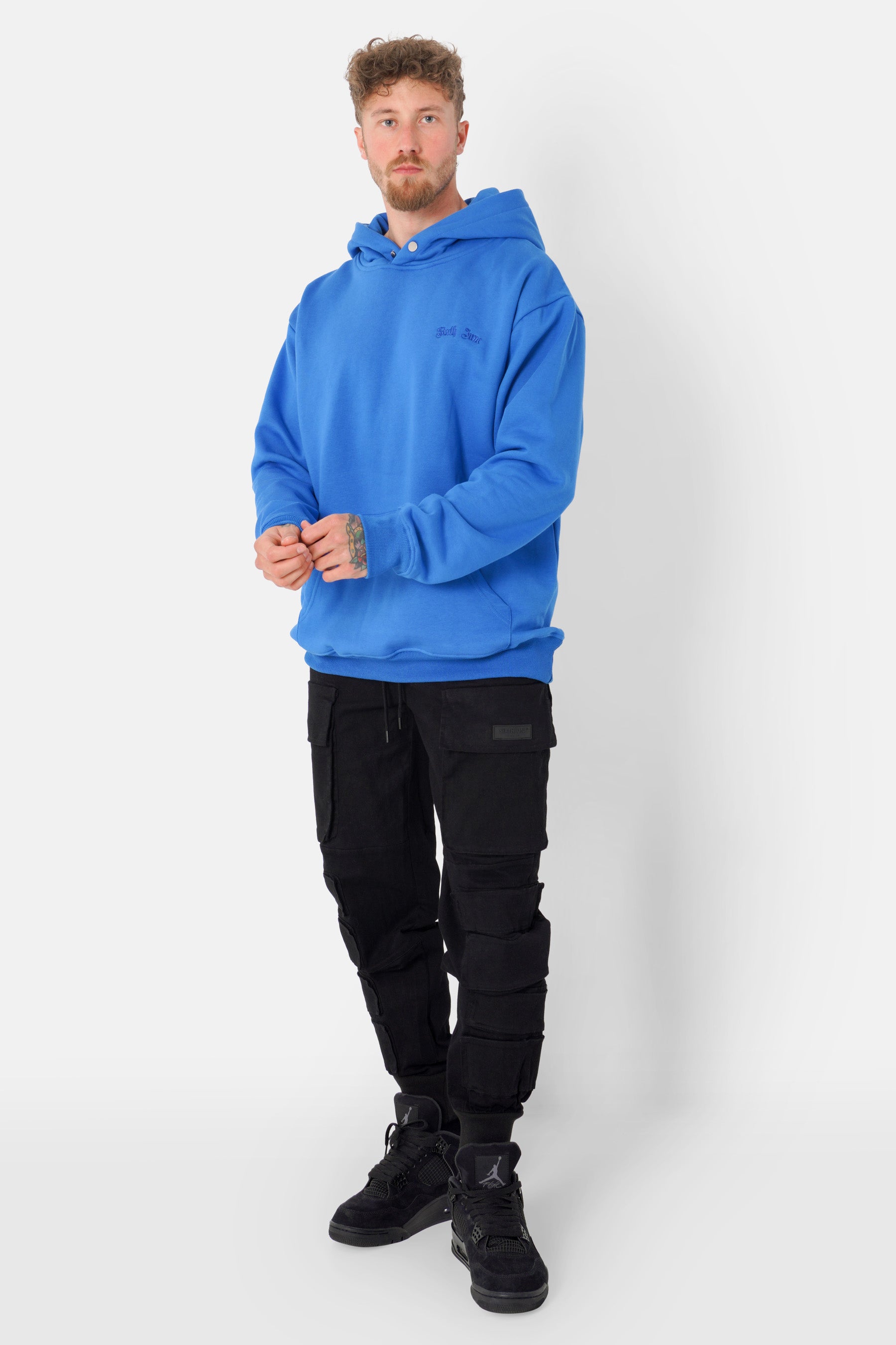 Sweatshirt logo tissé gothique Bleu
