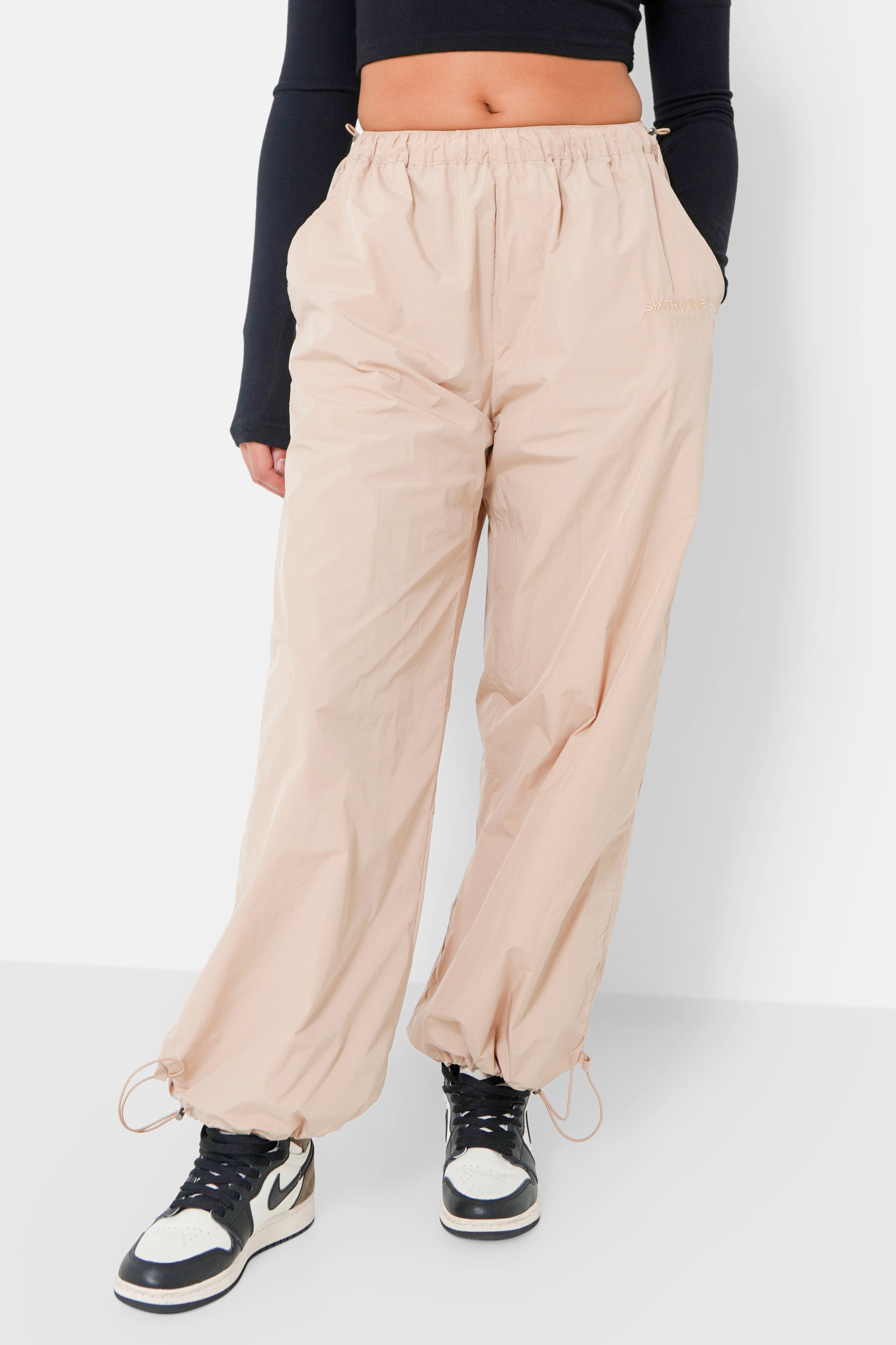 Jogging parachute broderie Beige