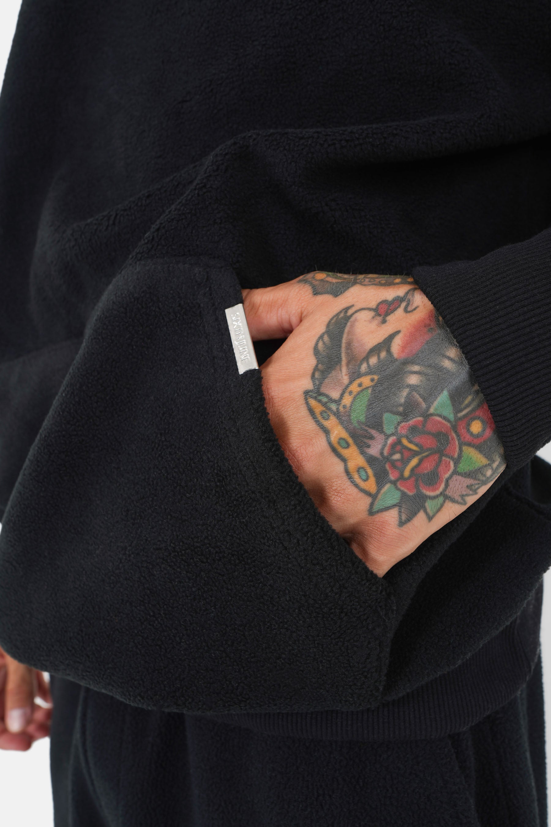 Kapuzenpullover aus Fleece mit Logo in Schwarz