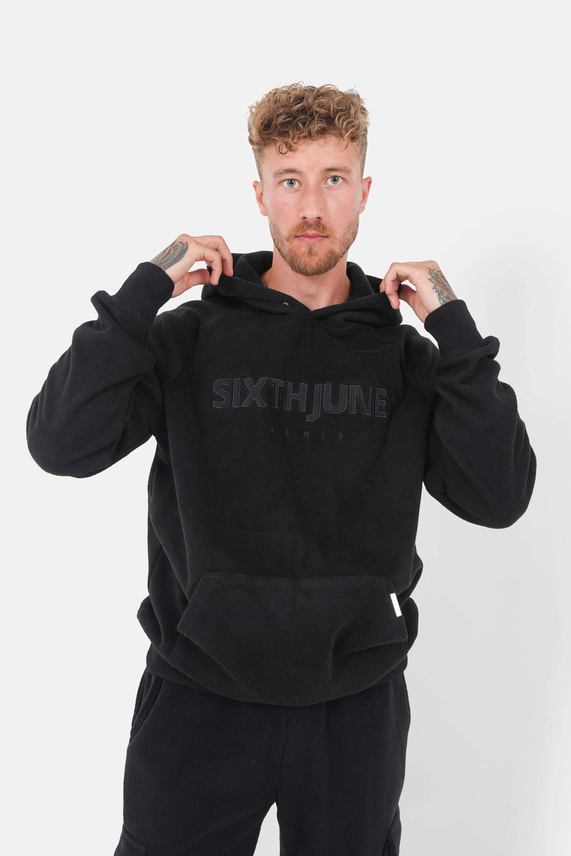 Polar fleece hoodie Black