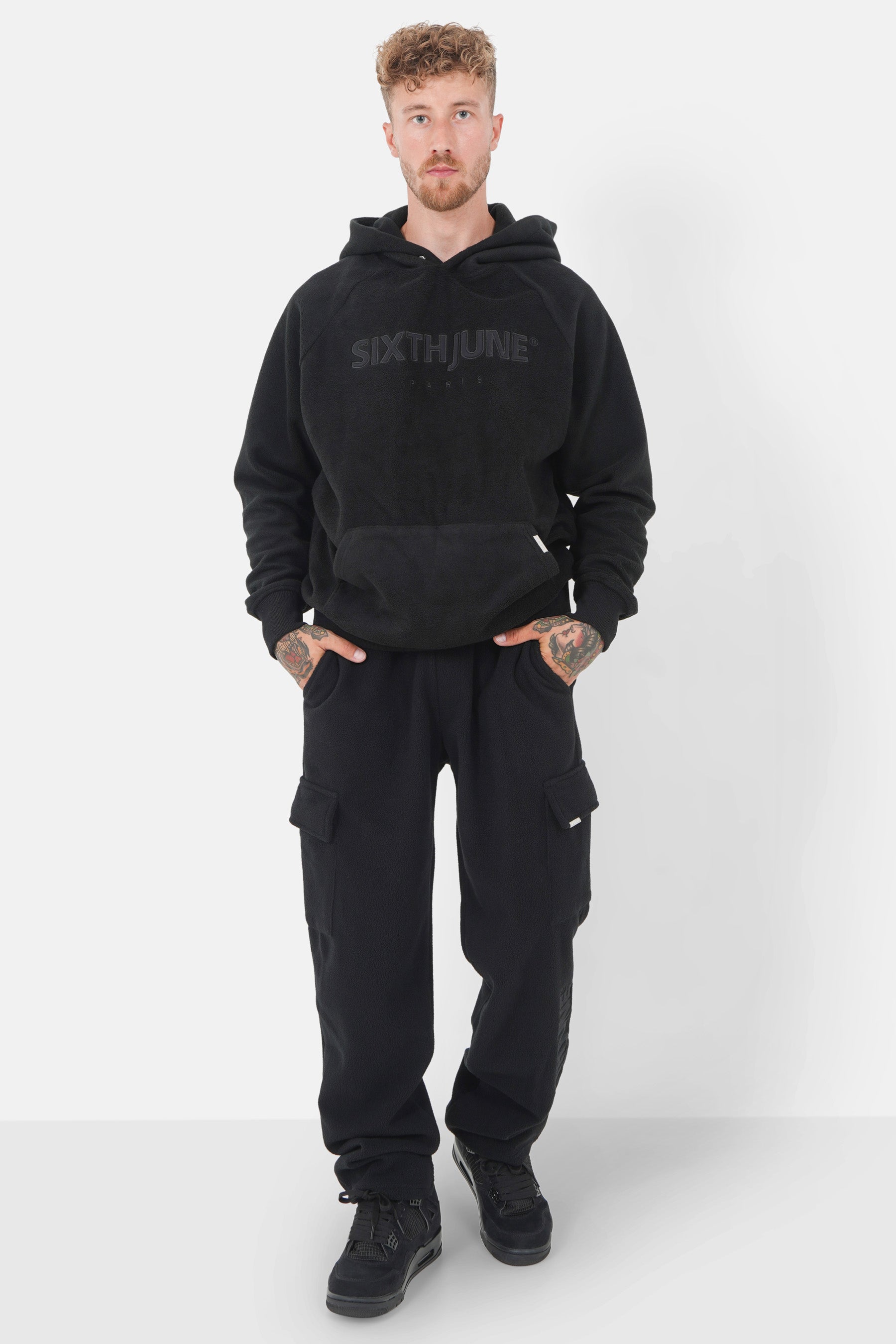 Pantalon polaire logo patch Noir