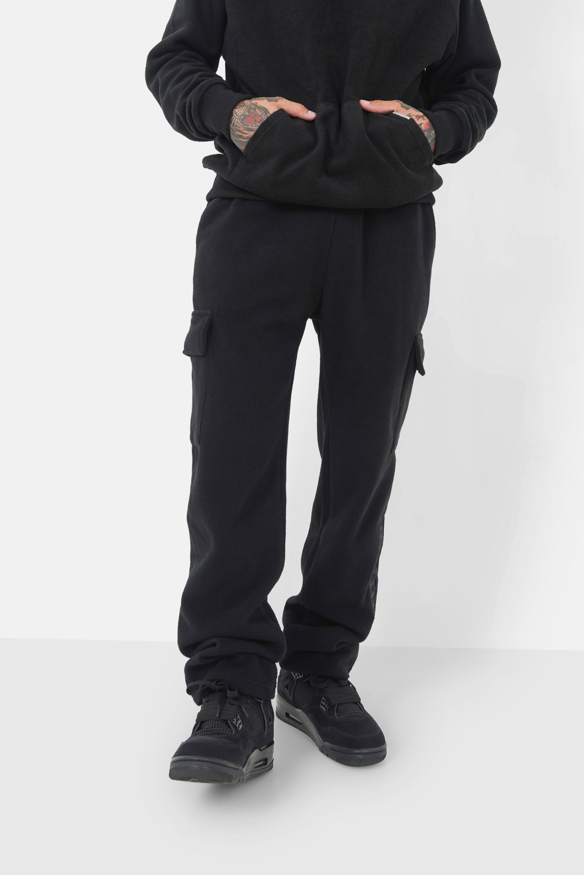 Pantalon polaire logo patch Noir