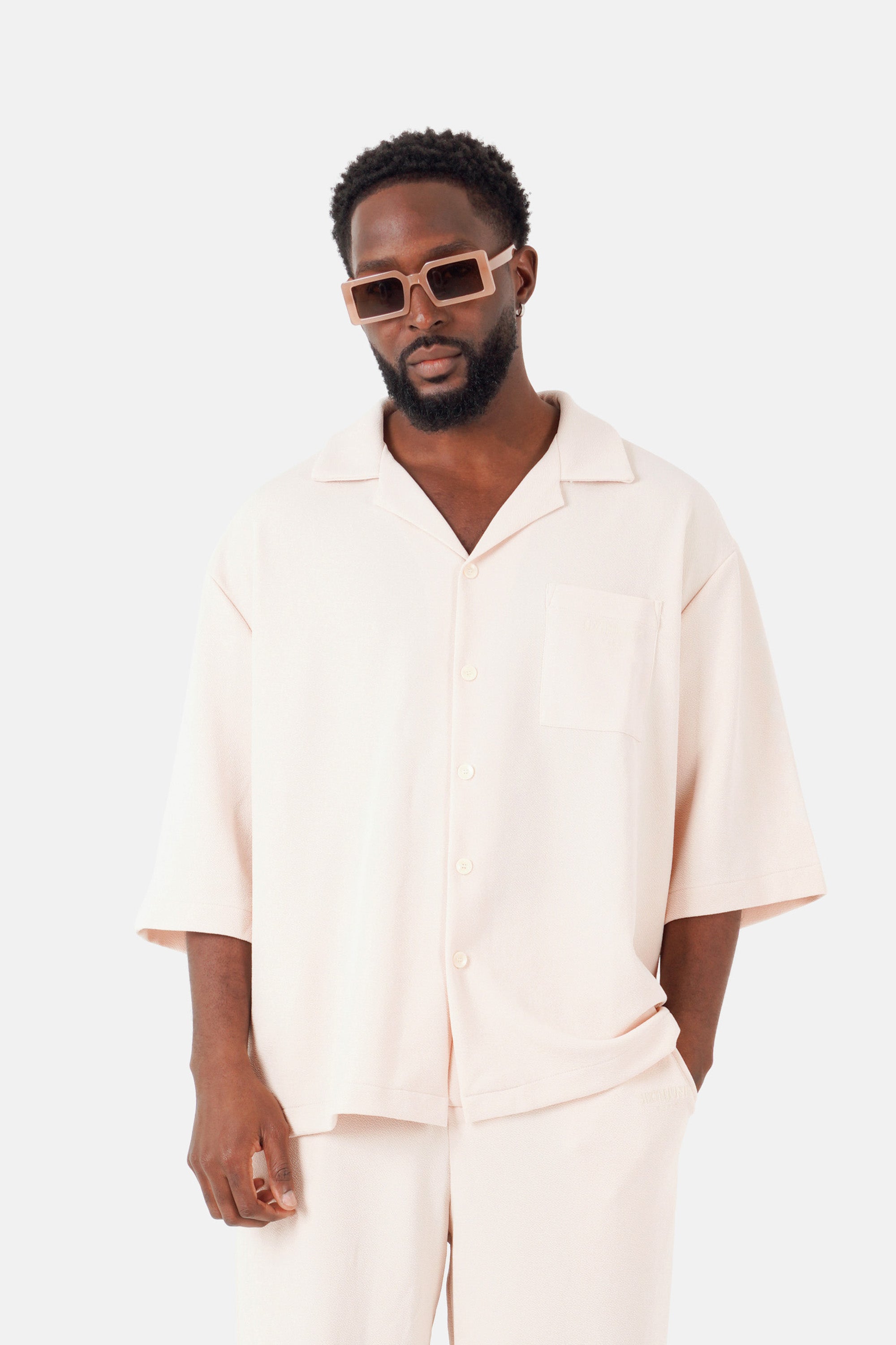 Chemise texturé logo Beige clair