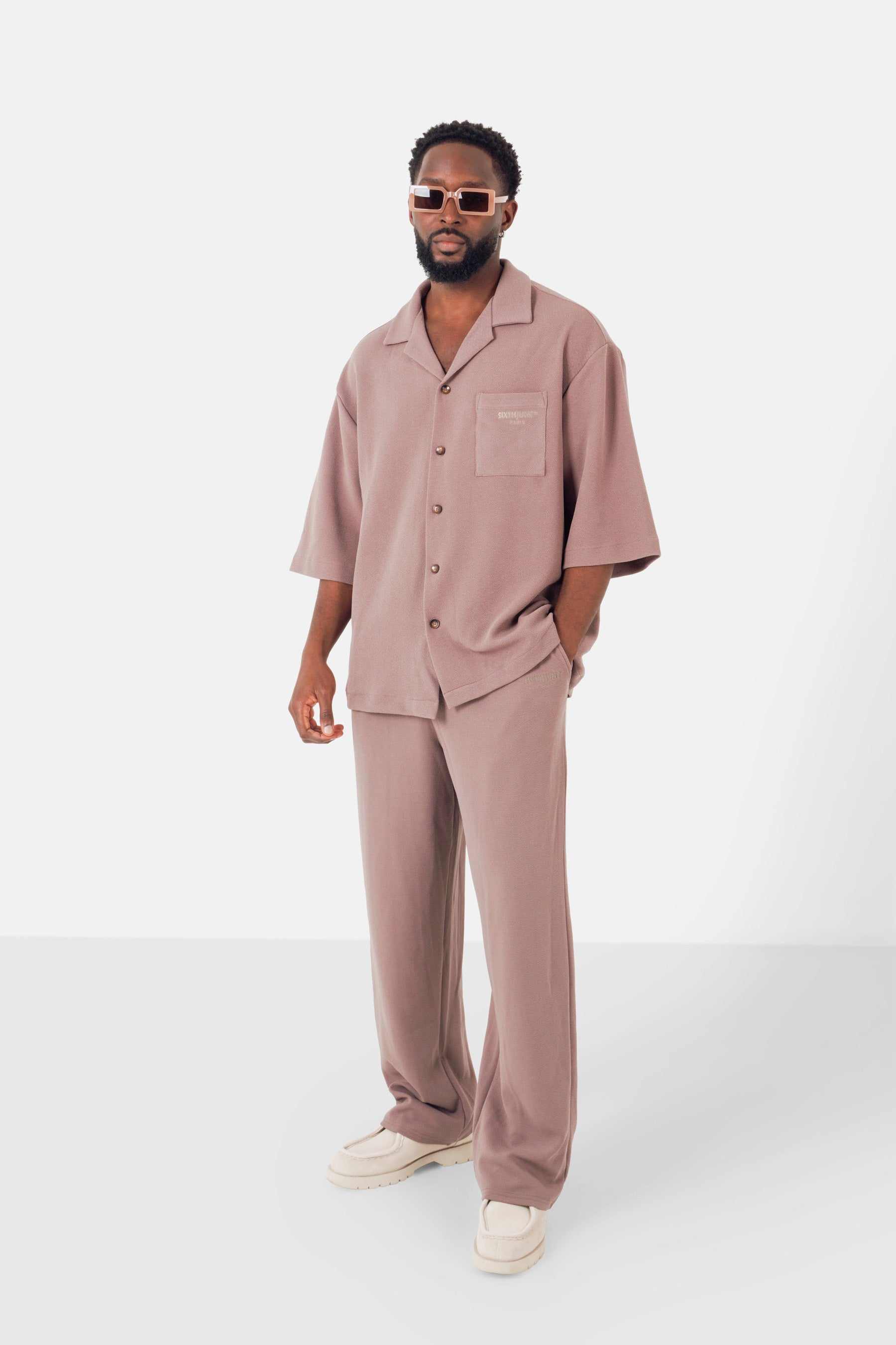 Chemise texturé logo Marron