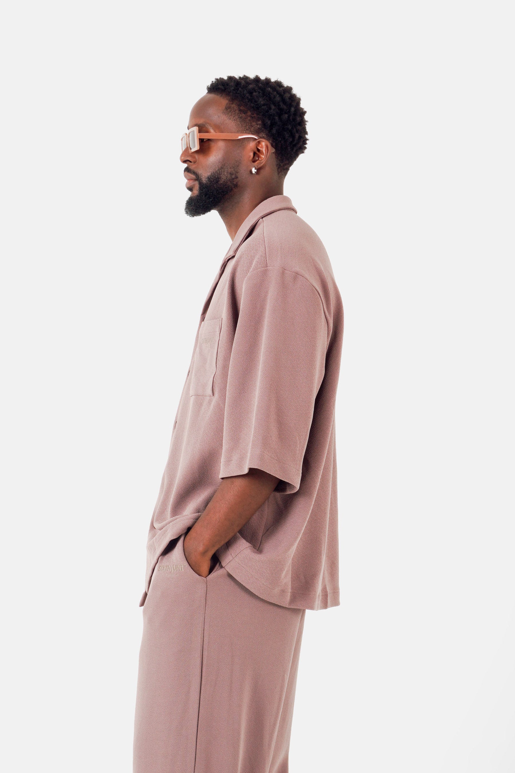 Chemise texturé logo Marron