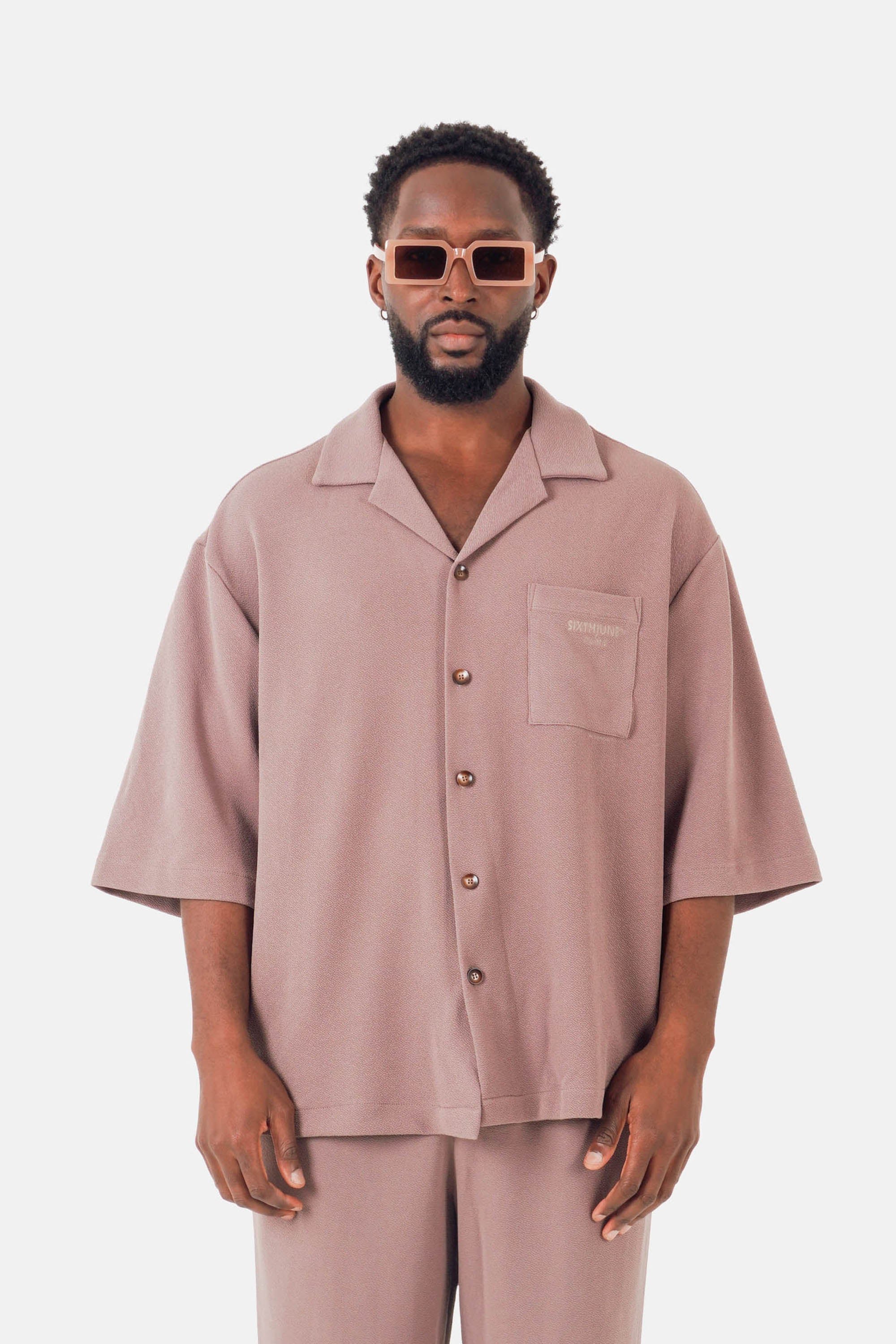 Chemise texturé logo Marron