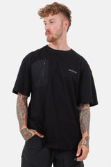 T-Shirt aus Nylon mit Logo und Tasche Schwarz