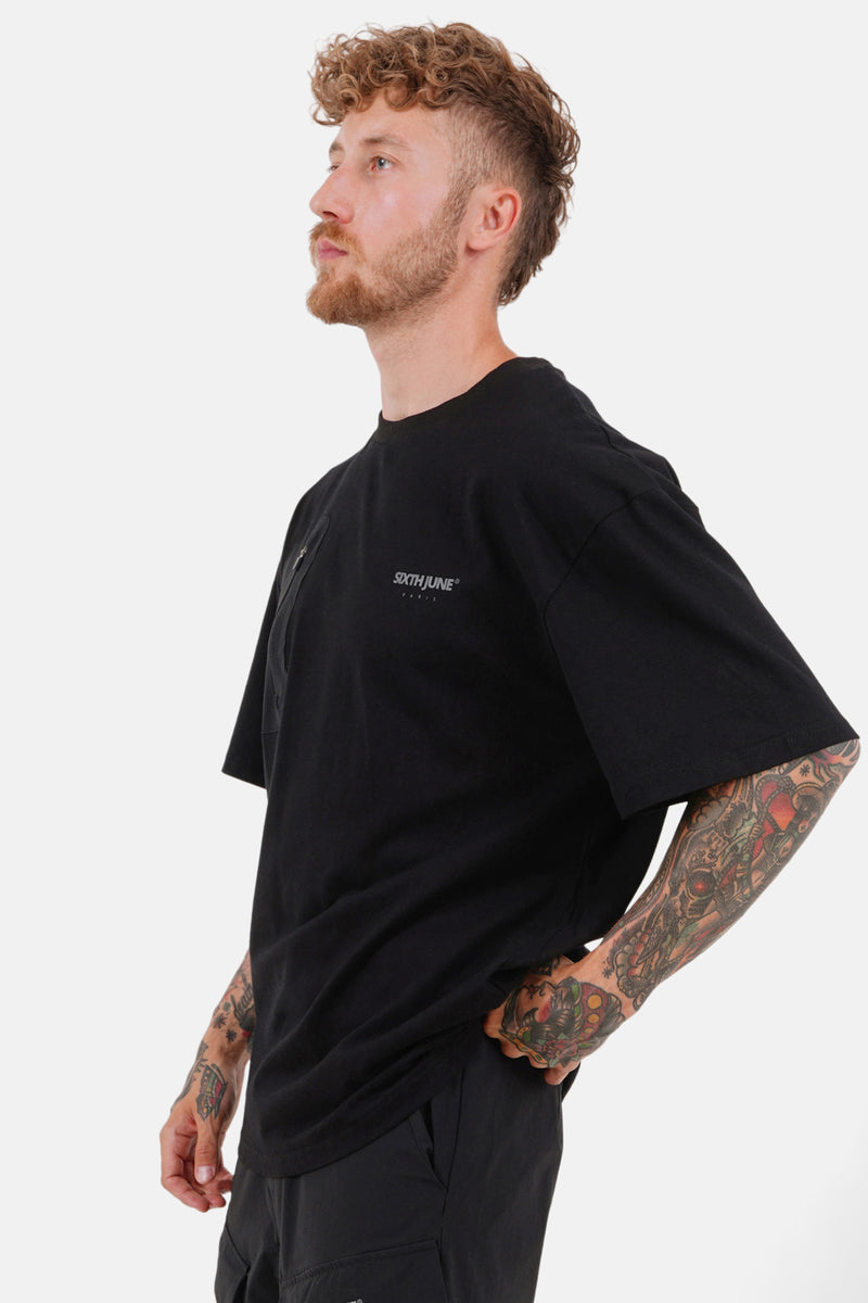 T-shirt poche nylon logo Noir