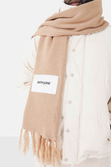 Fringed scarves logo patch Brown