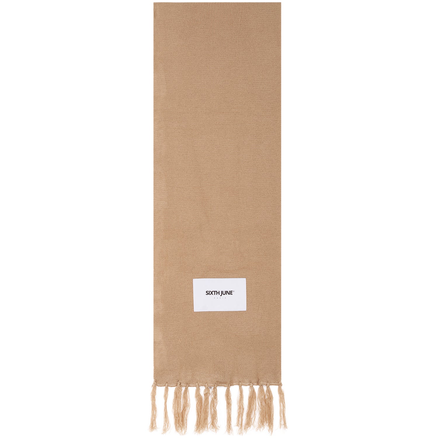Fringed scarves logo patch Brown