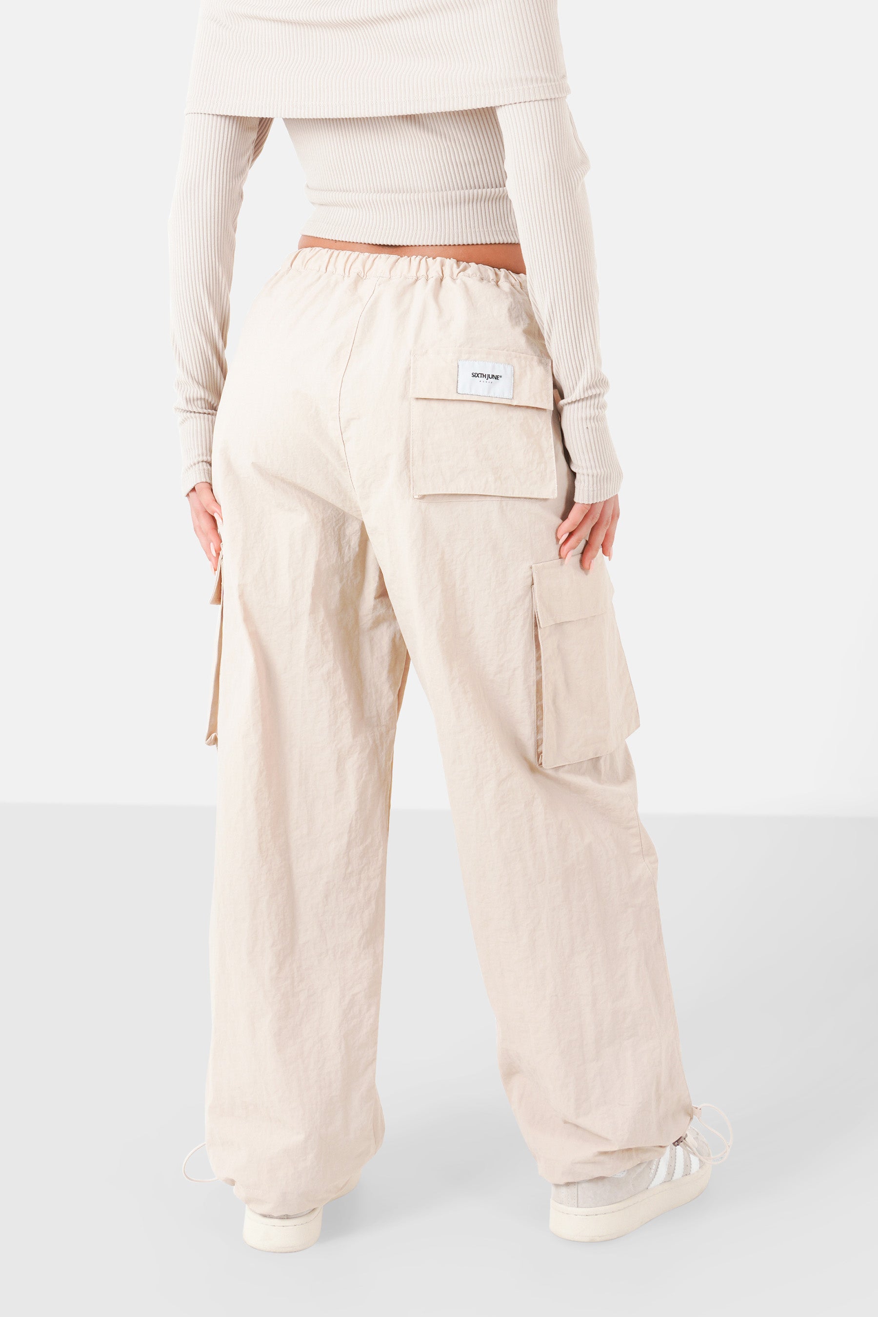 Pantalon parachute nylon Beige