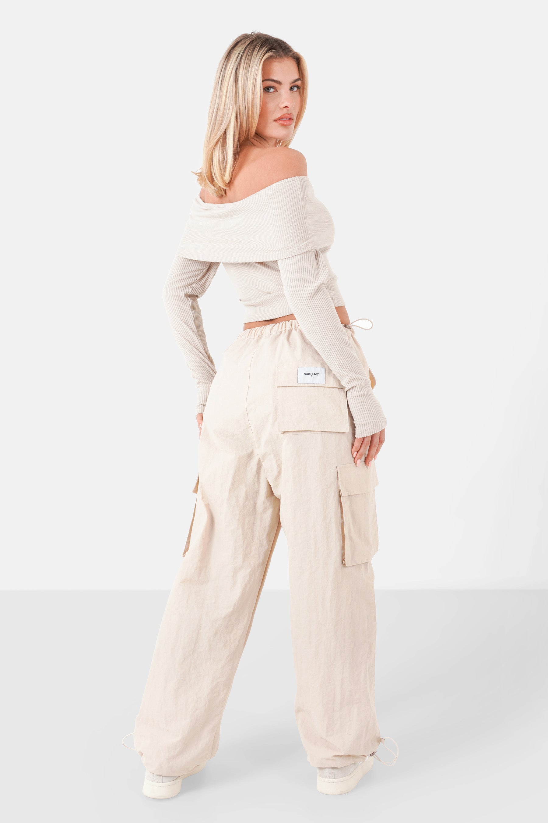 Pantalon parachute nylon Beige