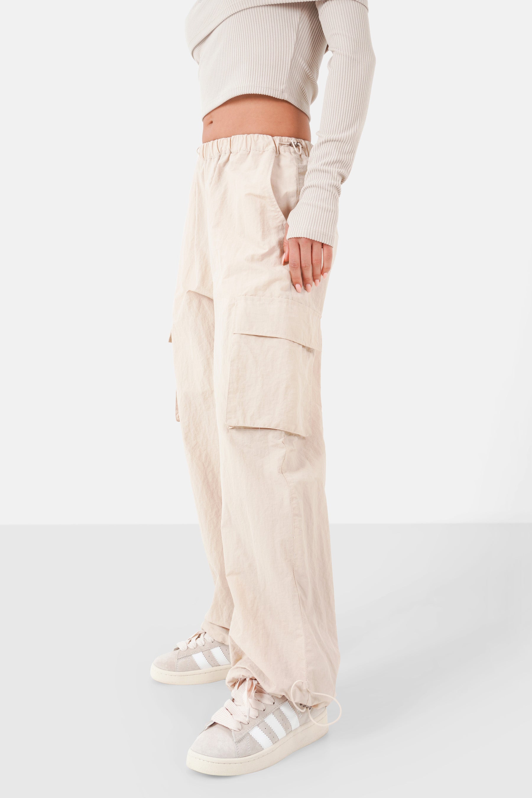 Pantalon parachute nylon Beige