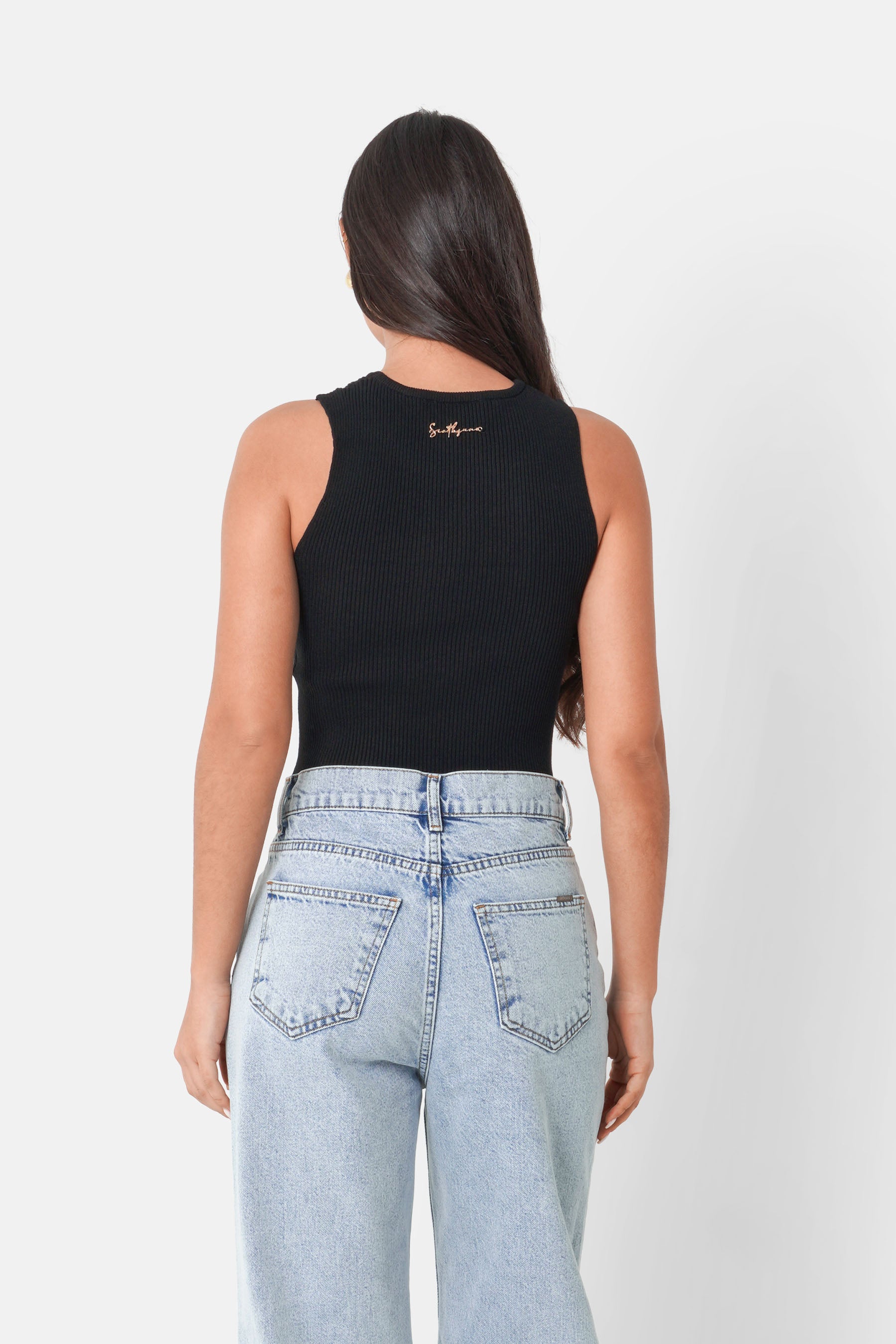Top maille torsadée bijou Noir